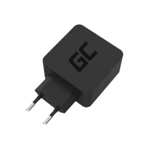 GREEN CELL 18W PD3.0 USB-C-strømforsyning. Lynhurtig opladning. Sort. -