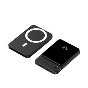 2-i-1 Magnetisk Powerbank. Trådløs & Superhurtig Powerbank. 10.000mAh, 15W/22.5W. Sort -