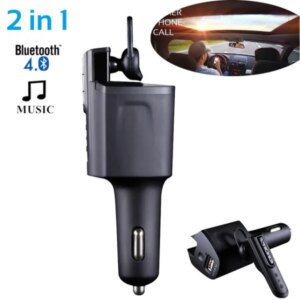 2 i 1 Billader & Bluetooth håndfri In-ear øretelefon m. mikrofon -