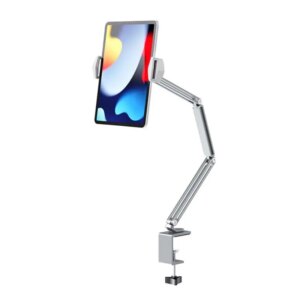 Universal 3-akslet aluminiums mobil & tablet bordholder. 78cm. Silver/Hvid. -