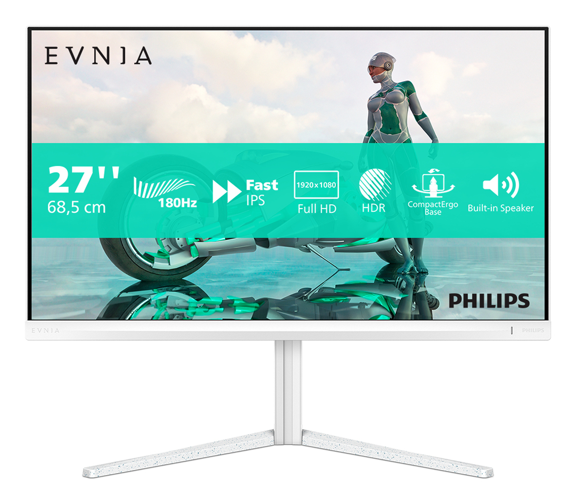 3c33c0652d833d2ce9a006d28b4a13f1801a58ab Philips Evnia 27M2N3201A/00 computerskærm 68,6 cm (27") 1920 x 1080 pixel Fuld HD LCD Hvid -