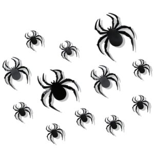 3D Edderkopper. 3D dekoration til væggen. 3 størrelser. 12 stk. -