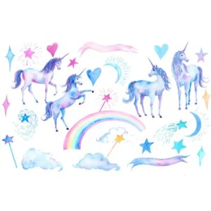 Enhjørning Wallsticker. 4 virkelig flotte enhjørninger. -