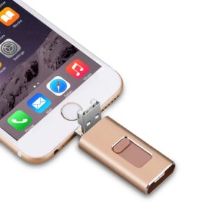 4 i 1 flashdrive hukommelsestik til iPhone / Android. Gold. 256GB. -