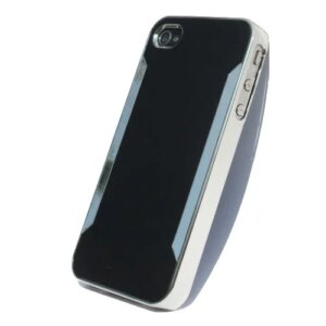 Plastik cover til iPhone 4 / 4S i metal-look. Sort. -