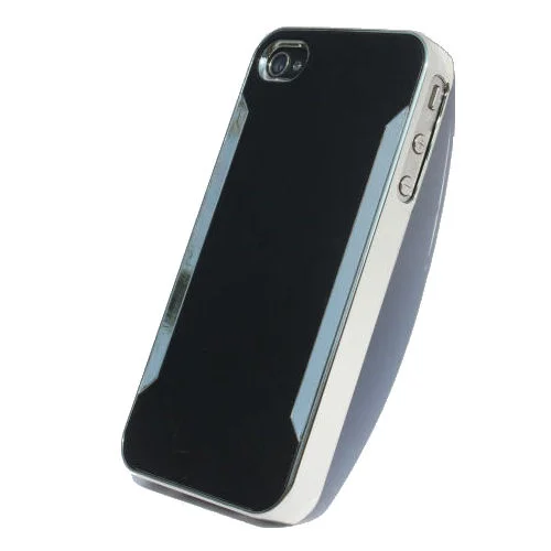 4s-alukant-black2 Plastik cover til iPhone 4 / 4S i metal-look. Sort. -