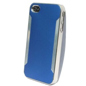 Plastik cover til iPhone 4 / 4S i metal-look. Blå. -