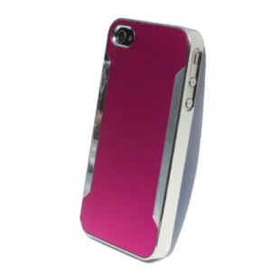 Plastik cover til iPhone 4 / 4S i metal-look. Pink. -