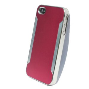 Plastik cover til iPhone 4 / 4S i metal-look. Rød. -