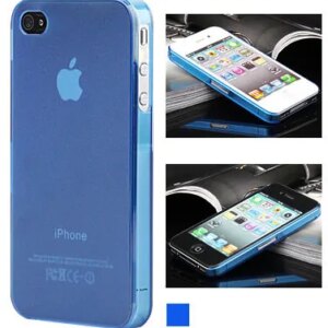 iPhone 4 & 4S cover i mat gennemsigtig plastik. Blå. -
