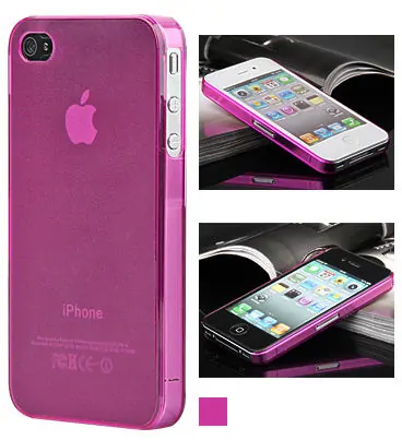 4s-plast-pink iPhone 4 & 4S cover i mat gennemsigtig plastik. Pink. -