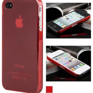 iPhone 4 & 4S cover i mat gennemsigtig plastik. Rød. -