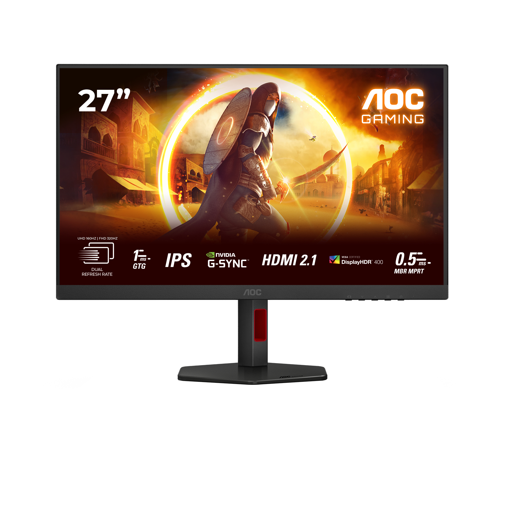848ef507ef0bd76e2ece1cf3f6c7d88f5eac91f4 AOC G4 U27G4R computerskærm 68,6 cm (27") 3840 x 2160 pixel 4K Ultra HD LED Sort, Rød -