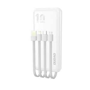 DUDAO K6Pro Universal Powerbank med 4 forskellige stiktyper. 10.000 mAh. Hvid. -