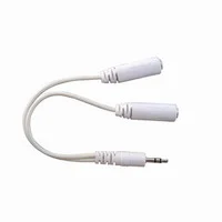 Minijack splitter til høretelefoner. 3.5mm stik. Hvid. -