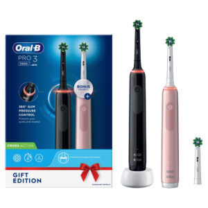 Oral-B Pro 3 Gift Edition. Voksen pulserende El tandbørste. Duopack Black-Pink Edition -