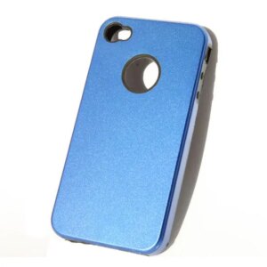 iPhone 4 alu cover m silikone indmad. Blå. -