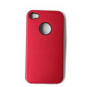 iPhone 4 alu cover m silikone indmad. Rød. -
