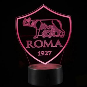 AS Roma 3D lampe. Fodboldlampe med farveskift mellem 7 farver. -