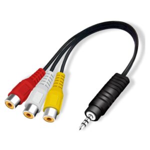 AV Adapterkabel 3.5mm minijack til 3 x RCA phono Hun (audio og Composite video). 50cm -
