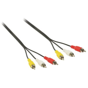 AV-kabel / RCA Kabel / Komposit kabel. Sort. 1 m. -