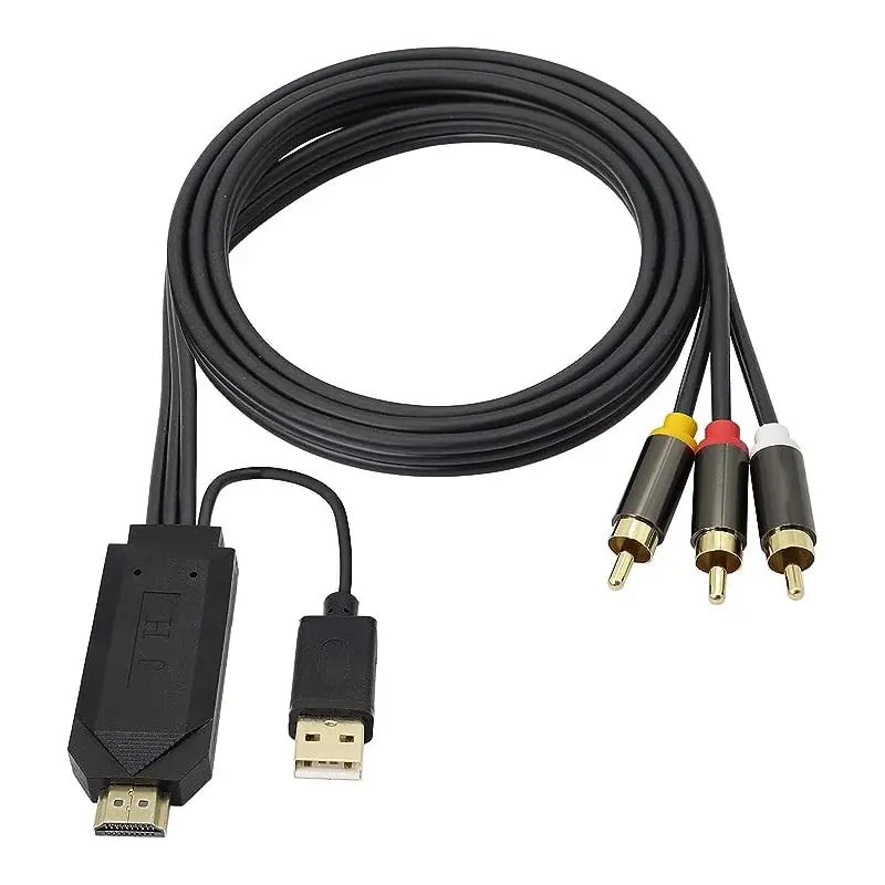 av-rca-to-hdmi High Quality AV til HDMI kabel / RCA til HDMI med indbygget chip. 1 m -