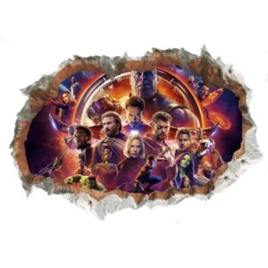 Avengers Endgame Wallsticker. Hul i væggen. 70x50cm. -
