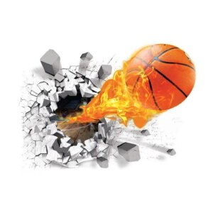 Basketball wallsticker. Hul i væggen. 70x50cm. -