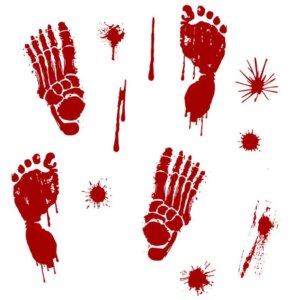 Uhyggelig wallsticker med blodige fodspor. 45x30cm -