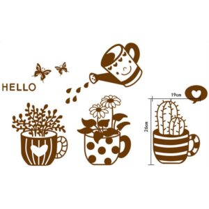 Blomster wallsticker. Hyggelig wallsticker med blomster, krukker og en vandkande. -