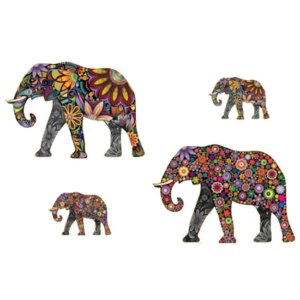 Elefanter wallsticker. Flotte blomsterelefanter. 60x35cm. -