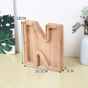 Flot Personlig Træbogstav Sparegris. Bogstav - N. -