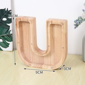 Flot Personlig Træbogstav Sparegris. Bogstav - U. -