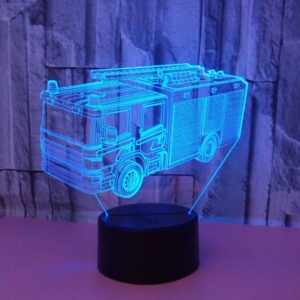 Brandbil 3D lampe. Farveskift mellem 7 farver. -