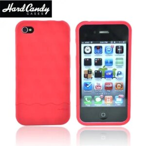 Hard Candy Bubble Slider Cover til iPhone 4. Rød -