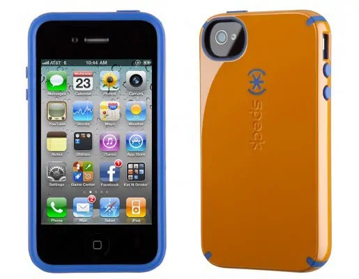 candyshell-orange-blue iPhone 4 & 4S SPECK® CandyShell cover. Orange/Blå. -