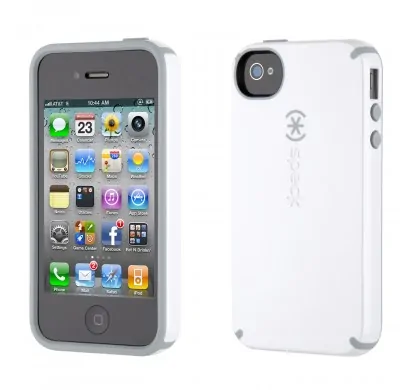 candyshell-white-lightgrey iPhone 4 & 4S SPECK® CandyShell cover. Hvid/Lysegrå. -
