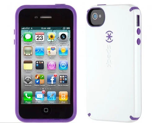 candyshell-white-purple iPhone 4 & 4S SPECK® CandyShell cover. Hvid/Lilla. -