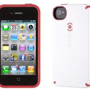 iPhone 4 & 4S SPECKÂ® CandyShell cover. Hvid/Rød. -