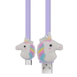 Sjovt, sødt & flot Cartoon Micro USB opladekabel. Enhjørning. -