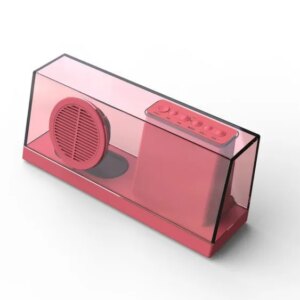 Transparent trådløs Bluetooth højttaler med FM-radio mm. Rød. -