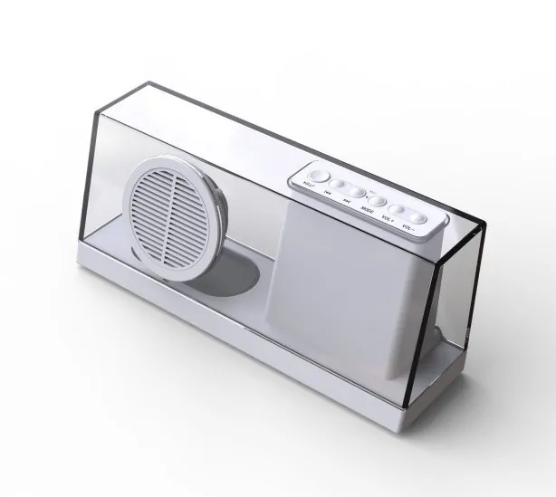 clearspeaker-white Transparent trådløs Bluetooth højttaler med FM-radio mm. Hvid. -