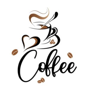 Kaffe Wallsticker - Coffee, Kaffekop, Hjerter og kaffebønner (38x32.5cm) -