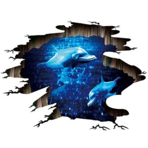 Flot Delfin wallsticker / floorsticker. Til væg eller gulv. -
