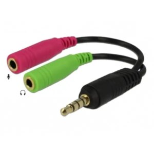 DeLock Headset adapter til høretelefoner. -