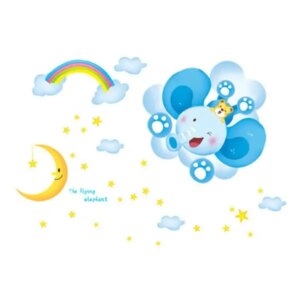 Wallsticker med en sød flyvende elefant. 60x90cm. -