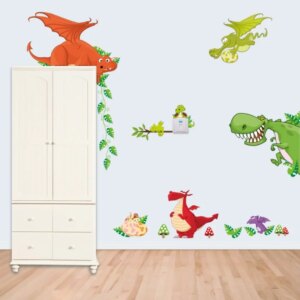 Sjov wallsticker med dinosaurer til din indretning. Søde dinoer overalt. -