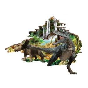 Hul i væggen wallsticker. Dinosauerne på vej ind på værelset. -