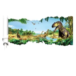 Dinosaurus wallsticker. Revet hul i væggen. 90x50cm. -