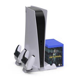 DOBE Multifunktionel PS5 / PS5 Slim cooling stand. Plads til spil samt to PS5 controllere. -
